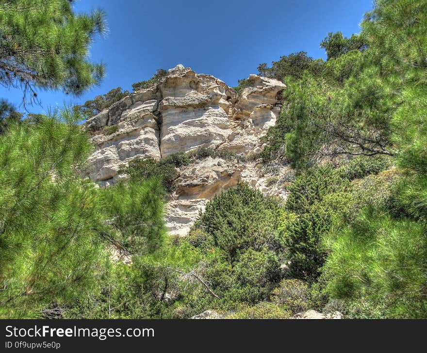 Sky, Plant, Mountain, Natural landscape, Bedrock, Tree