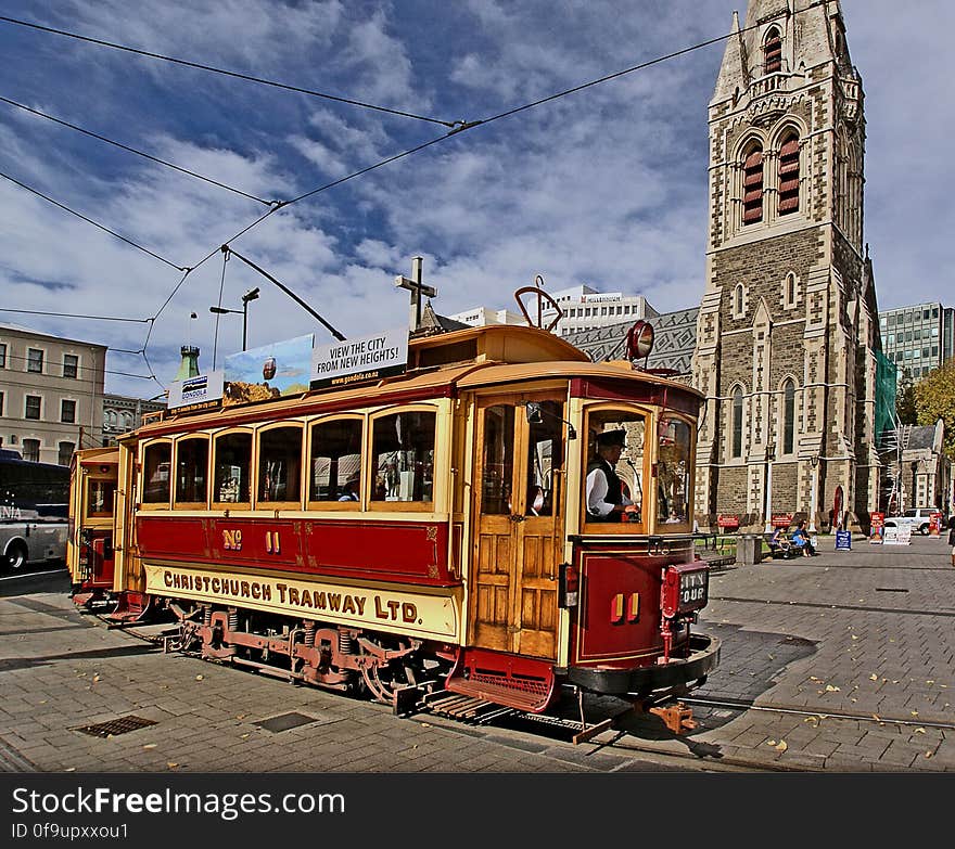 Tram 11: “The Boxcar” This cheerful little red 28-seater, built in Philadelphia, U.S.A., served Dunedin for decades and came to Christchurch for restoration in the 1990s. Its seats run the length of the car, rather than face forward with a central aisle as is usual. Tram 11: “The Boxcar” This cheerful little red 28-seater, built in Philadelphia, U.S.A., served Dunedin for decades and came to Christchurch for restoration in the 1990s. Its seats run the length of the car, rather than face forward with a central aisle as is usual.