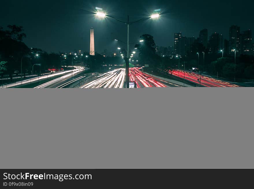 Light Trails on City Street at Night