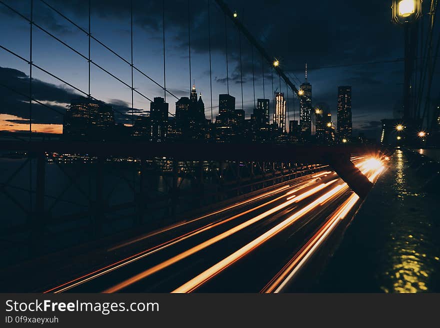 Light Trails on City Street at Night