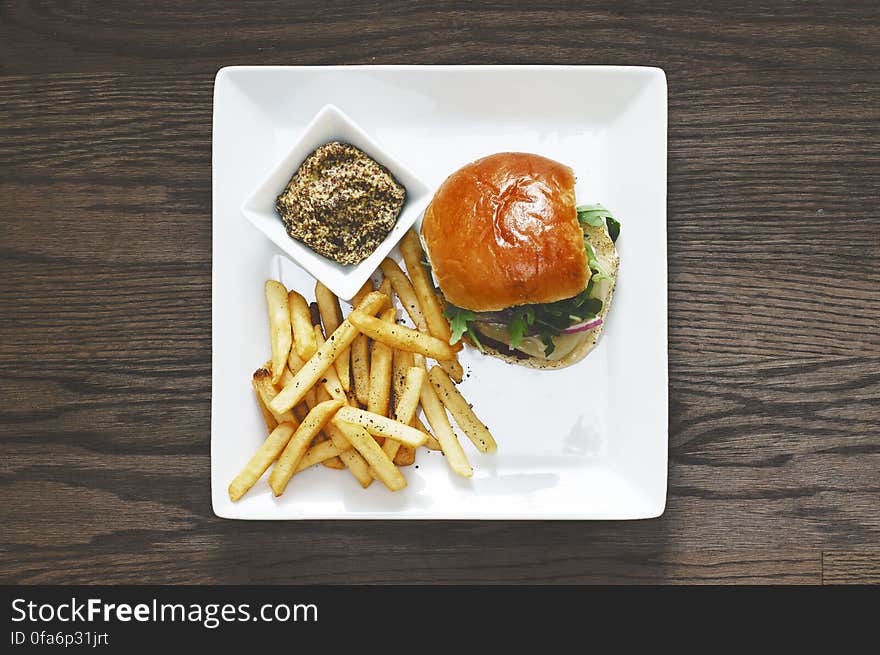 Directly Above Shot of Food Served on Table