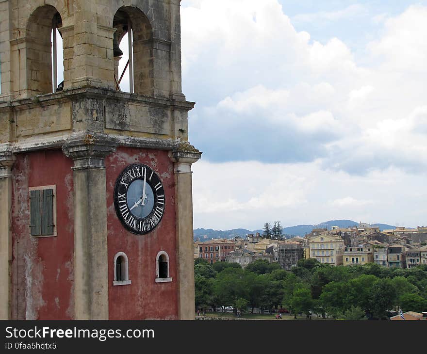 Corfu city -- Old Fortress -- Palaio Frourio Tower Clocks. Corfu city -- Old Fortress -- Palaio Frourio Tower Clocks