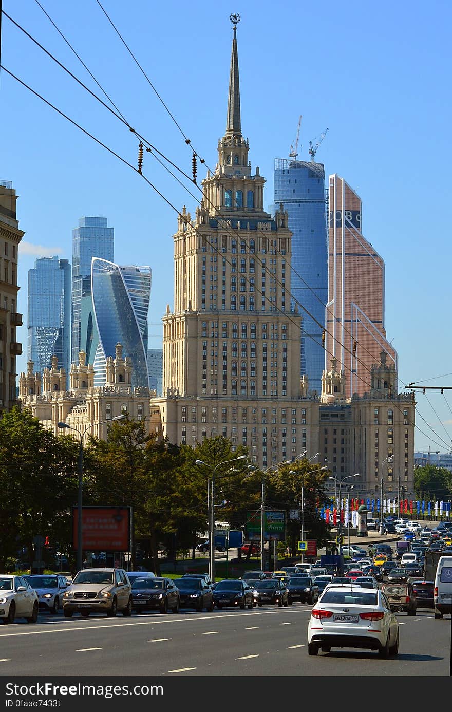 A view of the city of Moscow with the Radisson Royal Hotel and the Moscow International Business Center in the background. A view of the city of Moscow with the Radisson Royal Hotel and the Moscow International Business Center in the background.