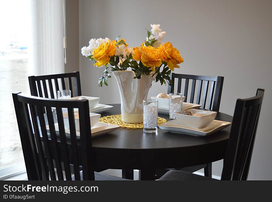 A table set for four people.