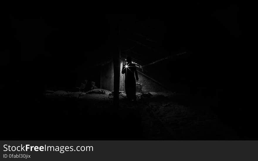 Low Angle View of Man Standing at Night