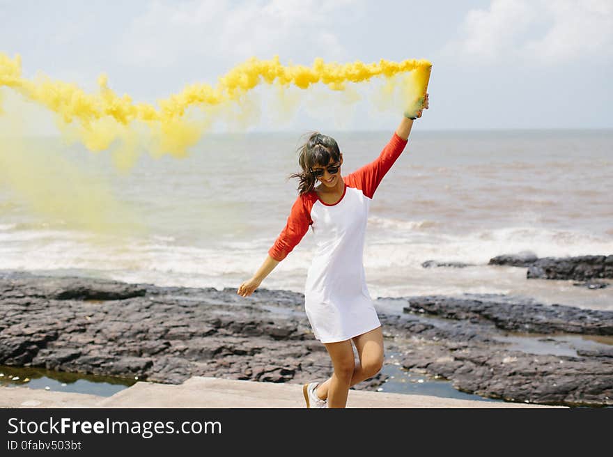 Woman Standing on Beach