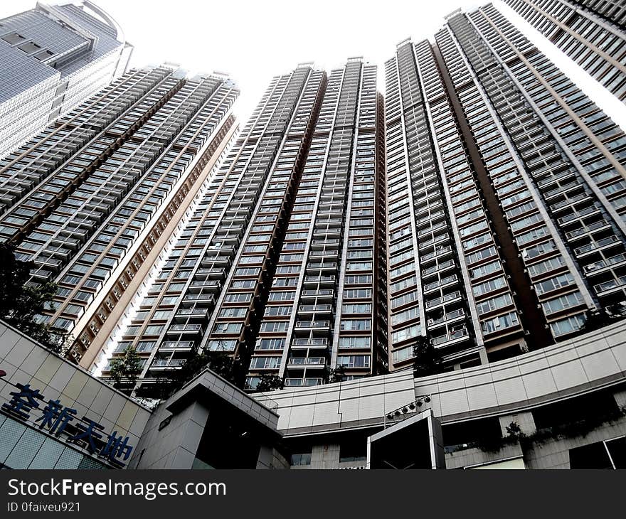 Residential skyscrapers from low angle.