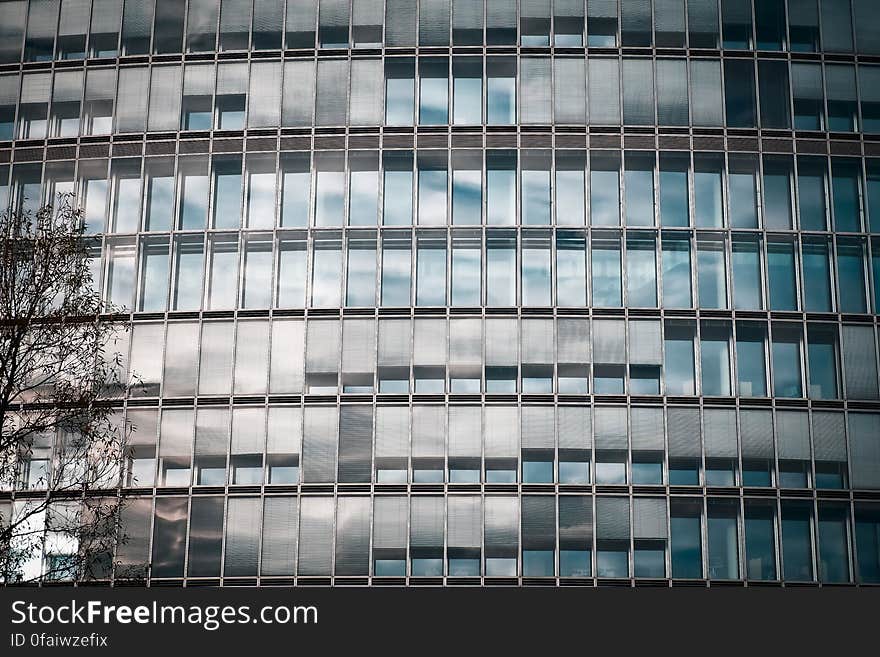 The facade of a modern office building.