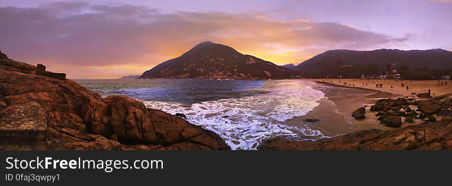 View of Beach at Sunset