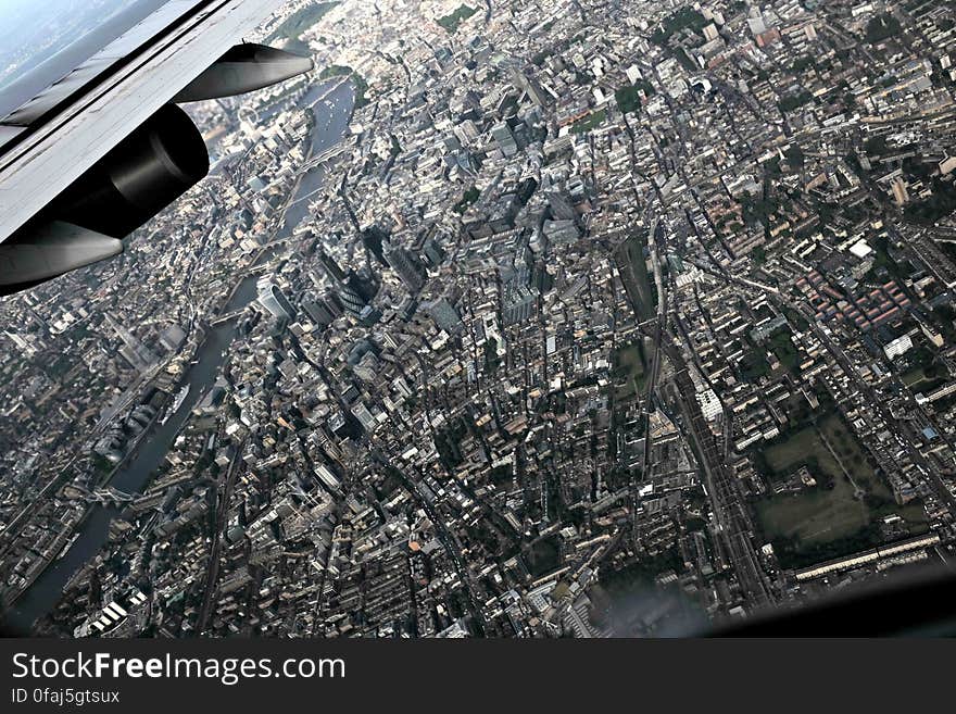 Aerial View of City from Plane