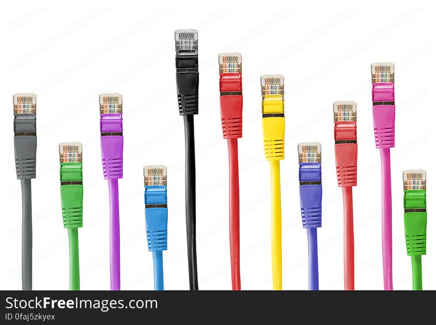 Colorful network patch cables with RJ-45 connectors. Colorful network patch cables with RJ-45 connectors.