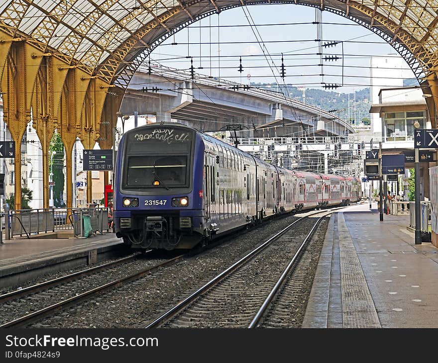 Blue and Gray Train on Station during Daytime