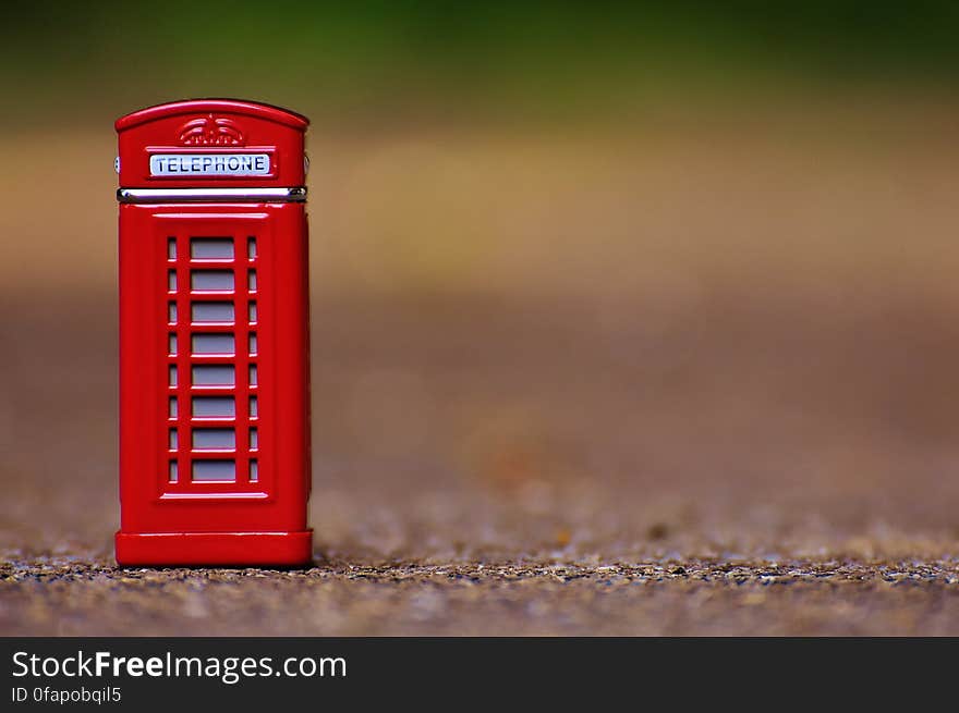 Red Telephone Booth Miniature Focus Photo