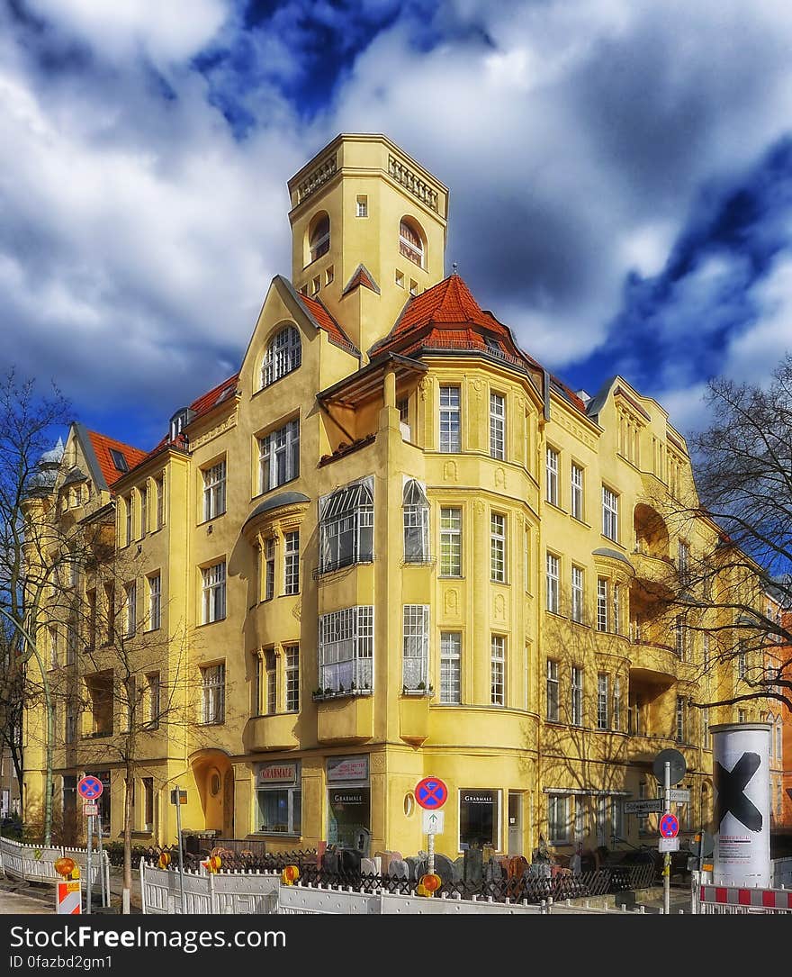 White and Brown Paint Building