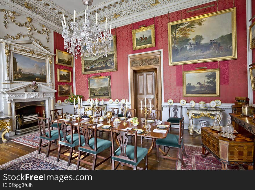 Here is a photograph taken from The Crimson Dining Room inside Castle Howard. Located in York, Yorkshire, England, UK. Here is a photograph taken from The Crimson Dining Room inside Castle Howard. Located in York, Yorkshire, England, UK.