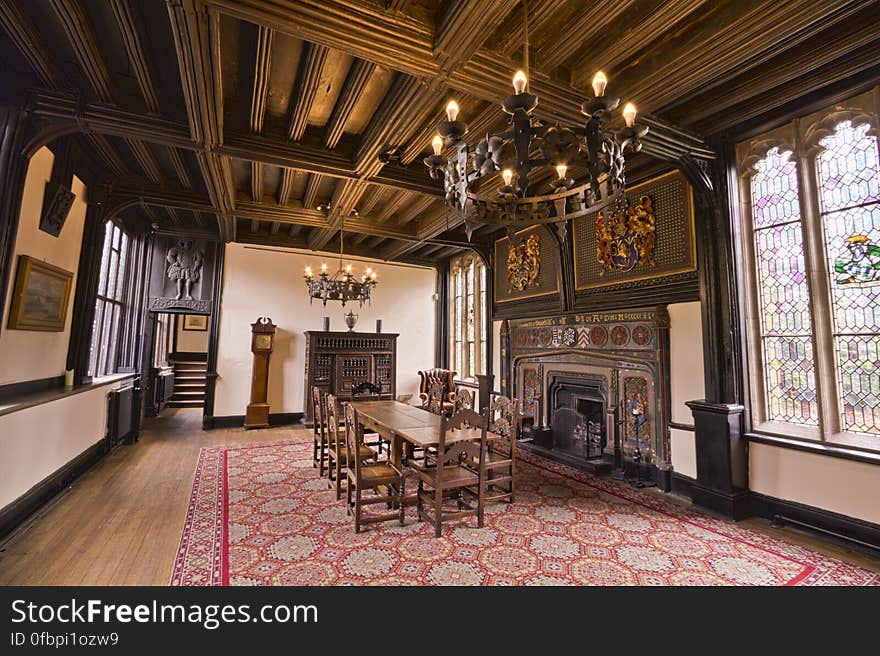 Here is an hdr photograph taken from the Parlour Room inside Samlesbury Hall. Located in Samlesbury, Lancashire, England, UK. Here is an hdr photograph taken from the Parlour Room inside Samlesbury Hall. Located in Samlesbury, Lancashire, England, UK.