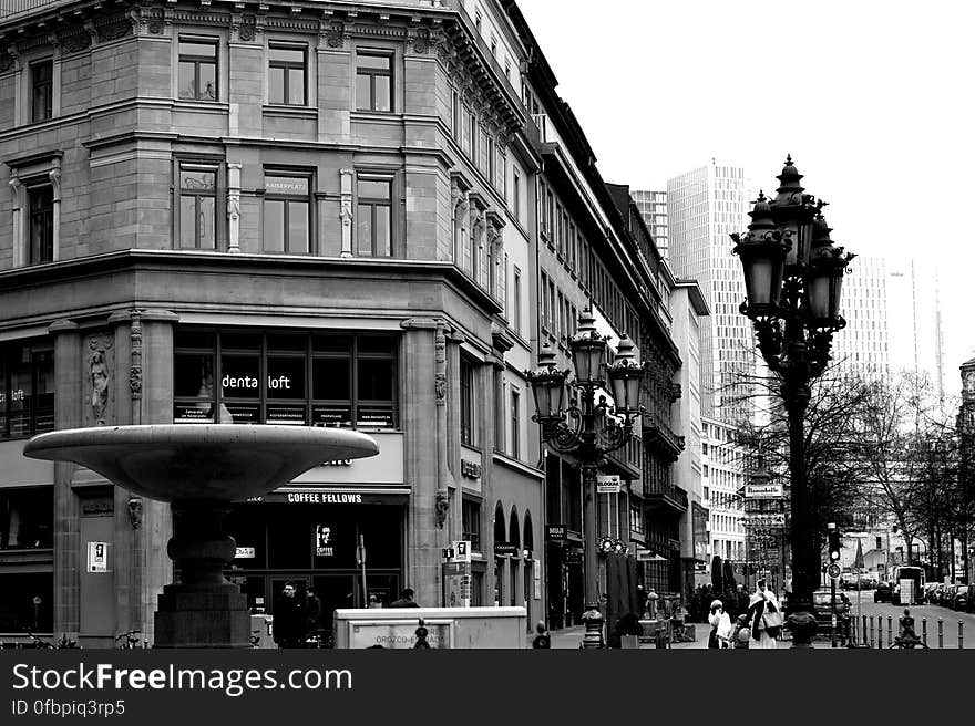 Historical house facade and and old street lamp. Historical house facade and and old street lamp.