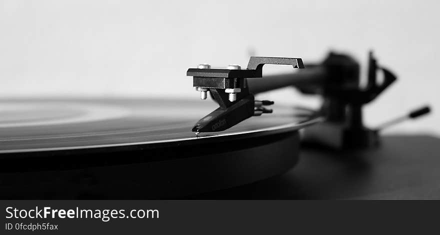 Gray Scale Photography of Turntable