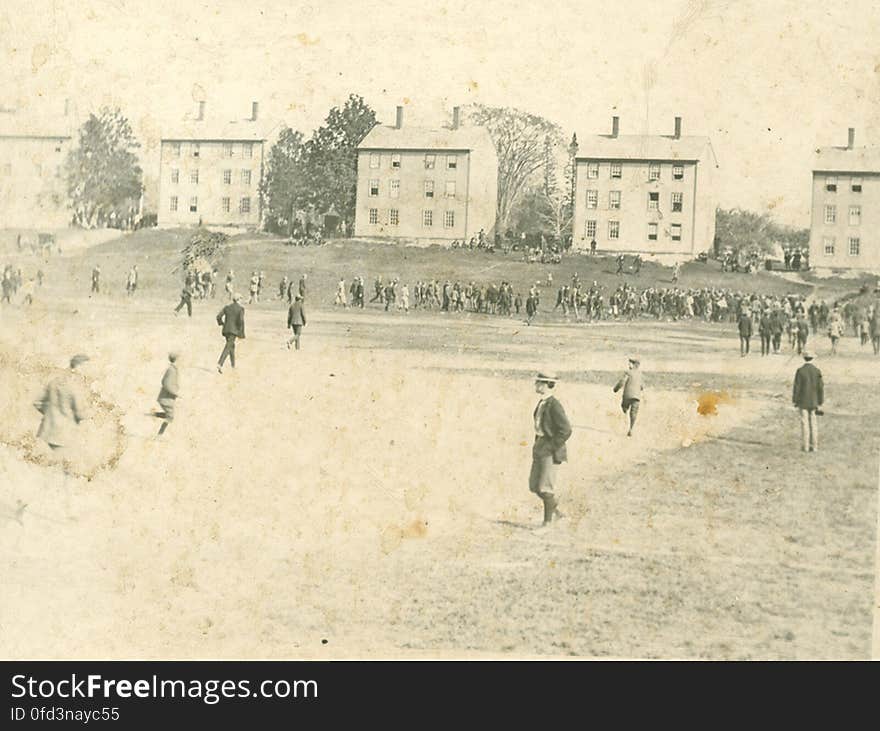 Baseball in front of the Latin Commons at Phillips Academy, 1899-1900