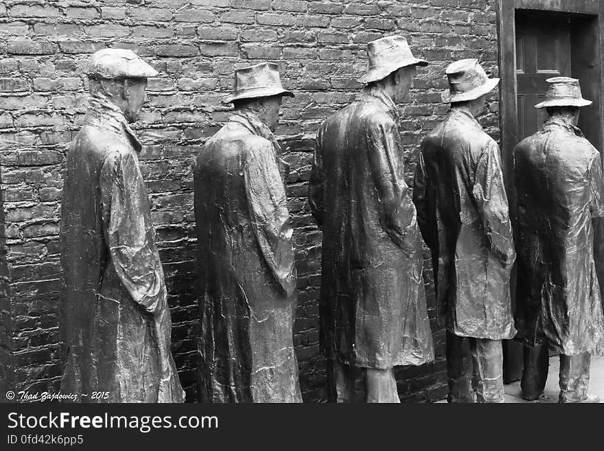 George Segal&#x27;s powerful sculpture of a Depression-era breadline at Grounds for Sculpture in Hamilton Township, New Jersey. This is the second edition; the first edition is in Washington, DC at the FDR Memorial www.groundsforsculpture.org/Artwork/Depression-Breadline. George Segal&#x27;s powerful sculpture of a Depression-era breadline at Grounds for Sculpture in Hamilton Township, New Jersey. This is the second edition; the first edition is in Washington, DC at the FDR Memorial www.groundsforsculpture.org/Artwork/Depression-Breadline