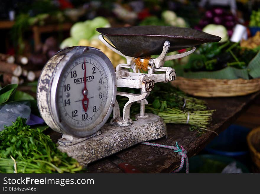 Weight scale at the local Antigua market