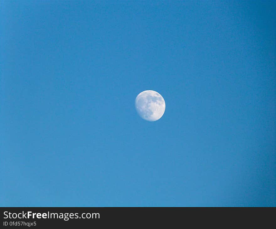 I like the contrast of the moon against the sky during the day. I like the contrast of the moon against the sky during the day.