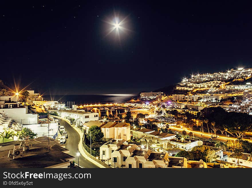 Aerial View of City at Night