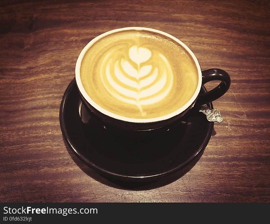 Close-up of Cappuccino on Table