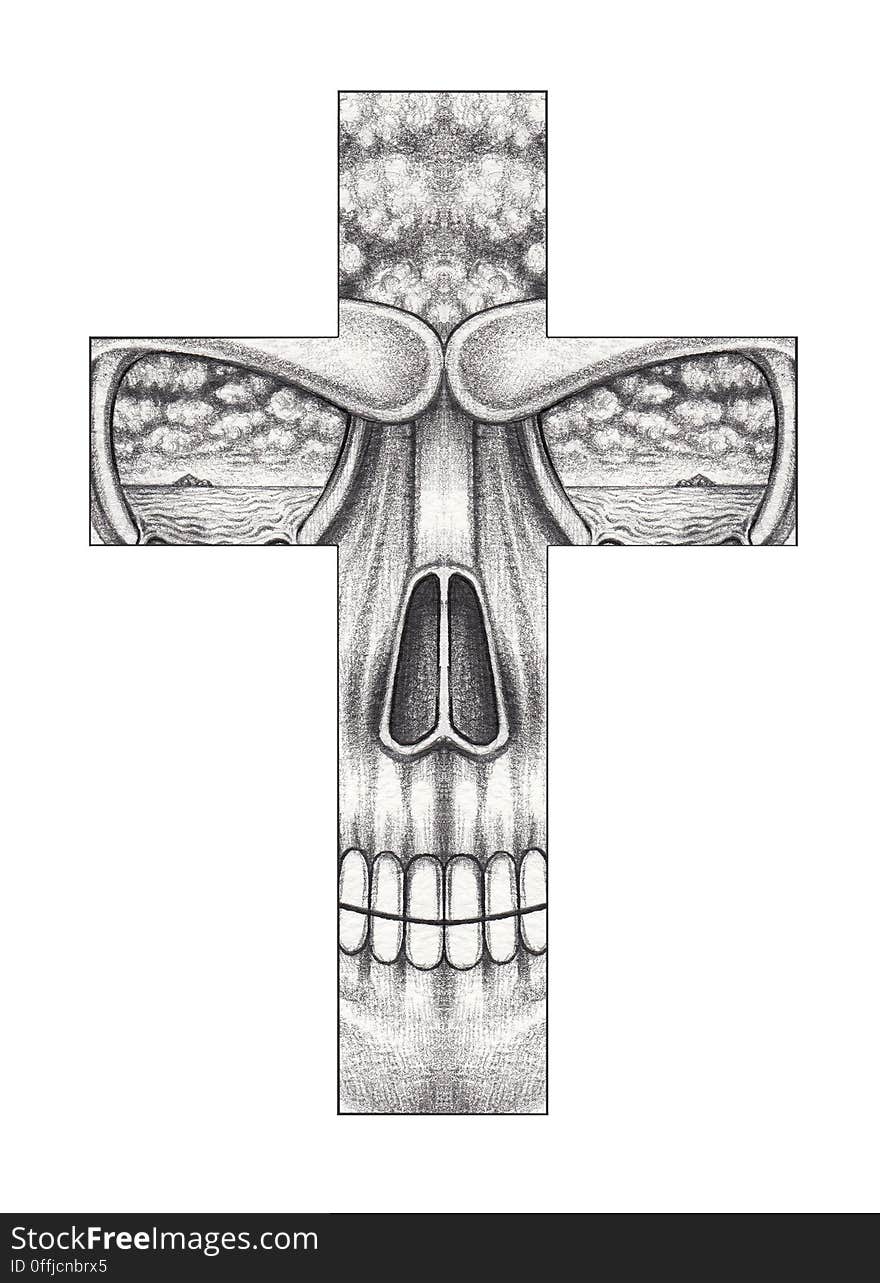 Art Surreal Skull Cross.