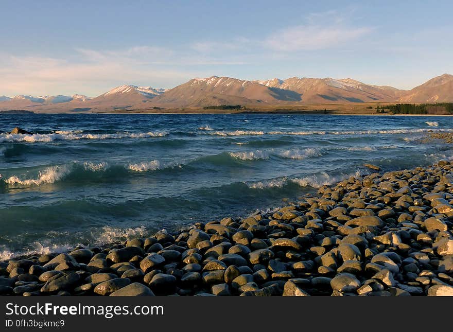 Lake Tekapo is the second-largest of three roughly parallel lakes running north–south along the northern edge of the Mackenzie Basin in the South Island of New Zealand. Lake Tekapo is the second-largest of three roughly parallel lakes running north–south along the northern edge of the Mackenzie Basin in the South Island of New Zealand.