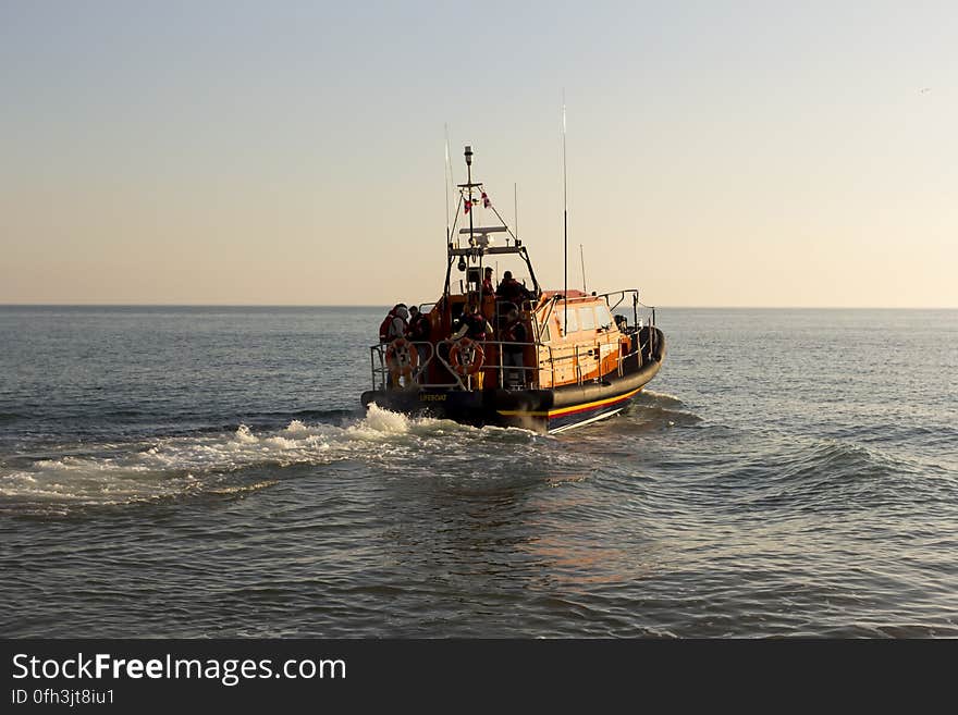 RNLB Cosandra, a Shannon class lifeboat, visits Hastings Lifeboat Station.