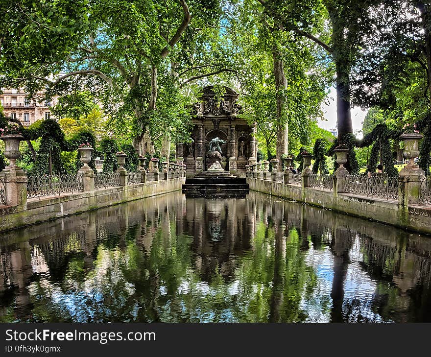 The Medici Fountain in the Luxembourg Gardens was built in 1630 by Marie de&#x27; Medici.