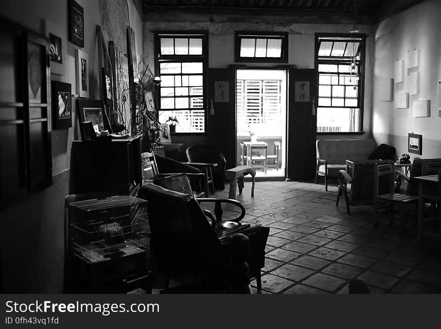 Grayscale Photography of Inside the Room