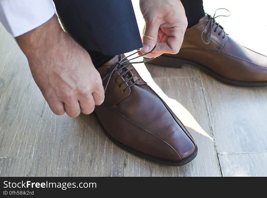 Close-up of Man Wearing Shoes