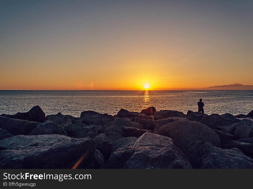 Scenic View of Sea during Sunset