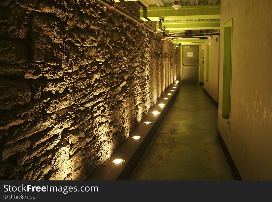 Interesting hallway that leads to the bathrooms downstairs at the ifc center