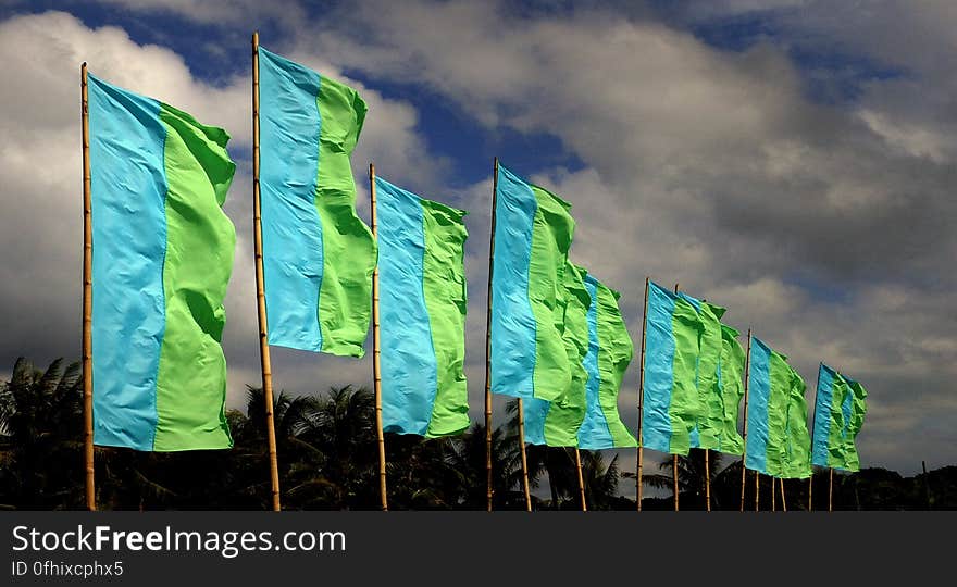 A flurry of green banners flying on Currimao Beach Ilocos Norte. A flurry of green banners flying on Currimao Beach Ilocos Norte.