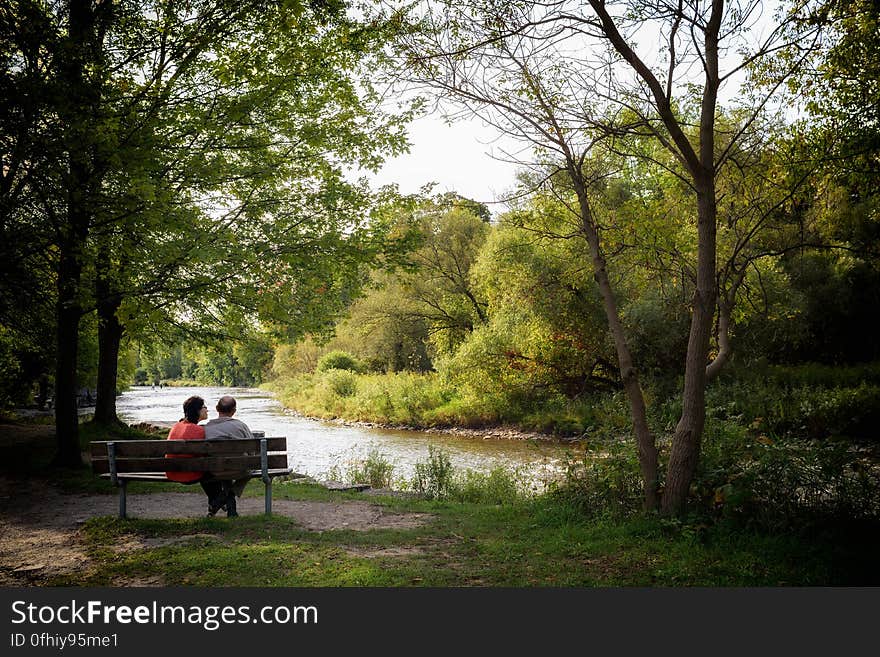 Taking a break while walking along the Culham Trail in Mississauga, Ontario. The trail runs alongside the Credit River and is very popular on the weekends.