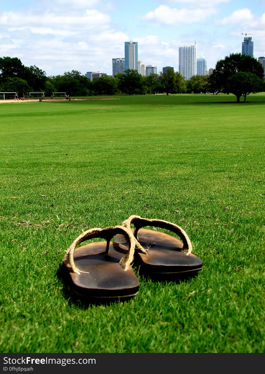 Sandals on grass