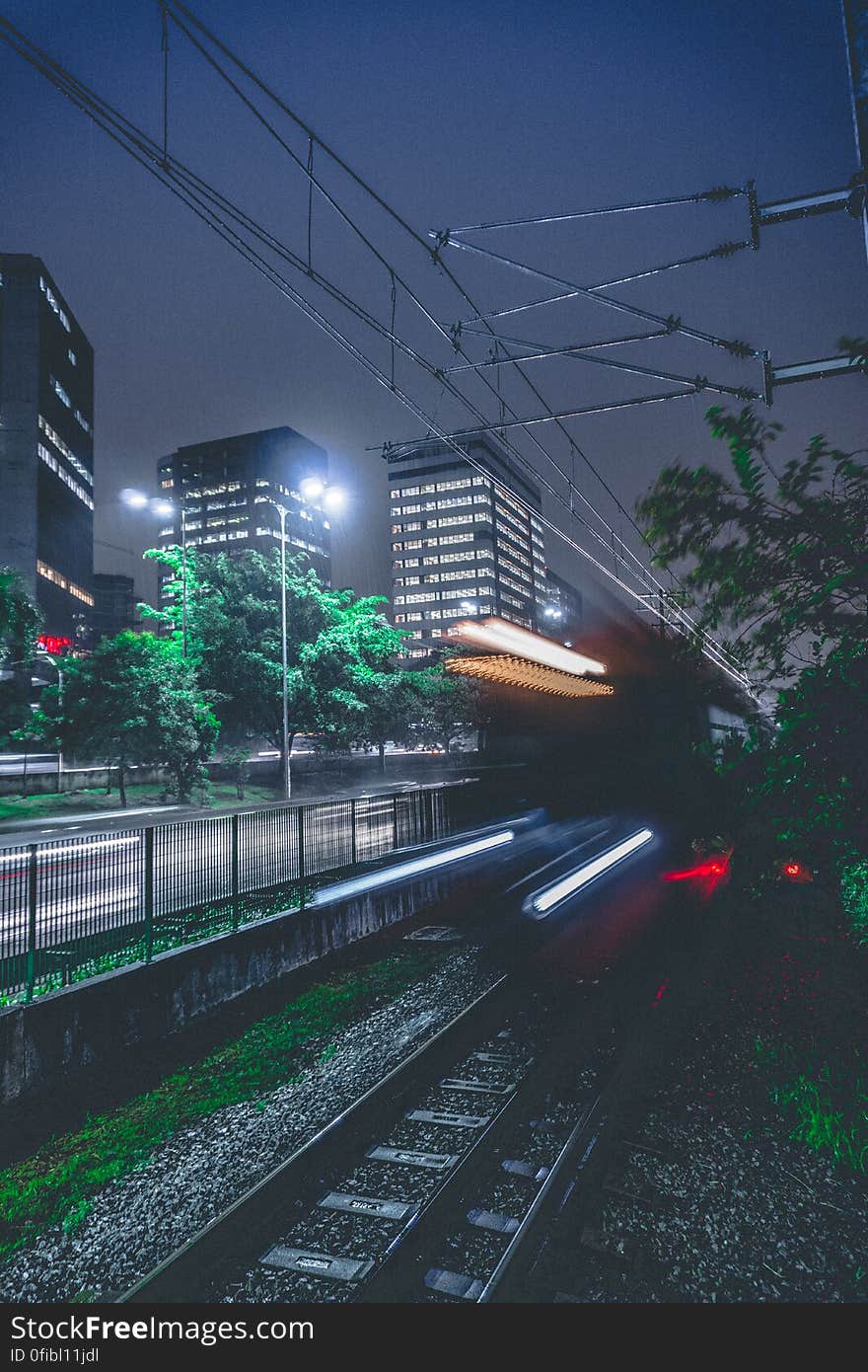 Light Trails on City Street at Night