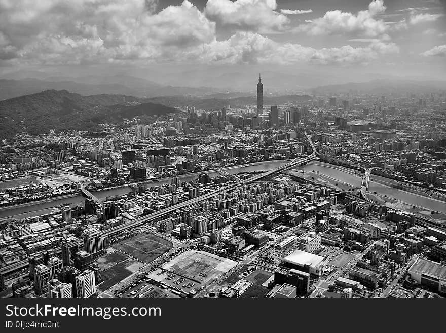 Gray Scale Photo of the City