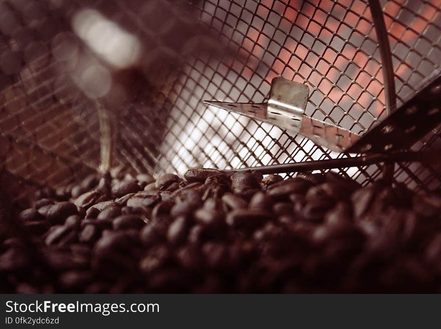 Coffee bean roasting in a cafe. Coffee bean roasting in a cafe.