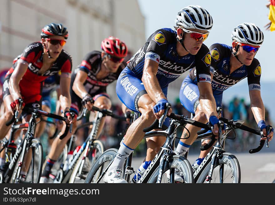 High Angle View of People on Bicycle