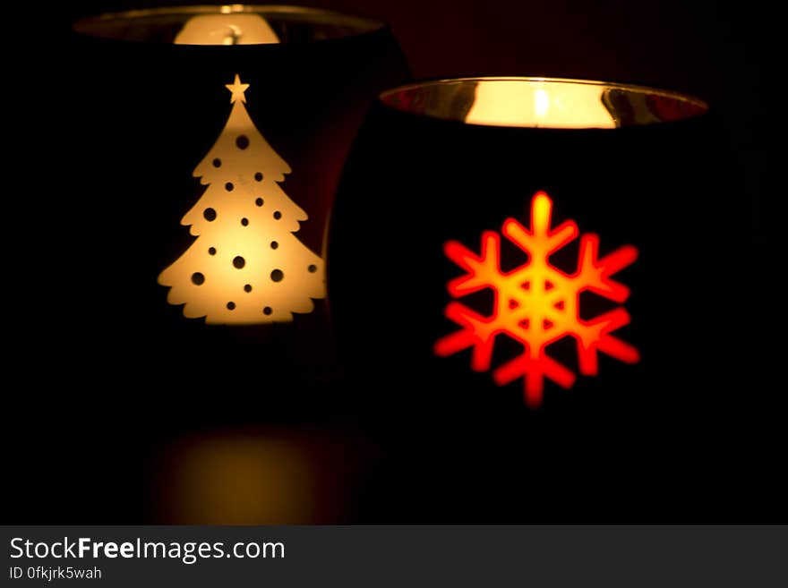 Christmas tree and star decorated candles. Christmas tree and star decorated candles.