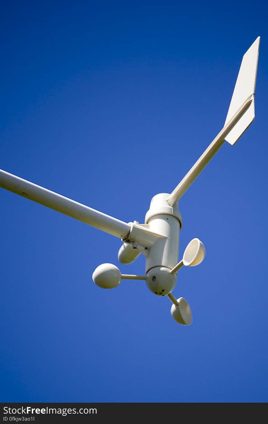 Picture of a weather station instrument used to determine relative wind velocity and direction.