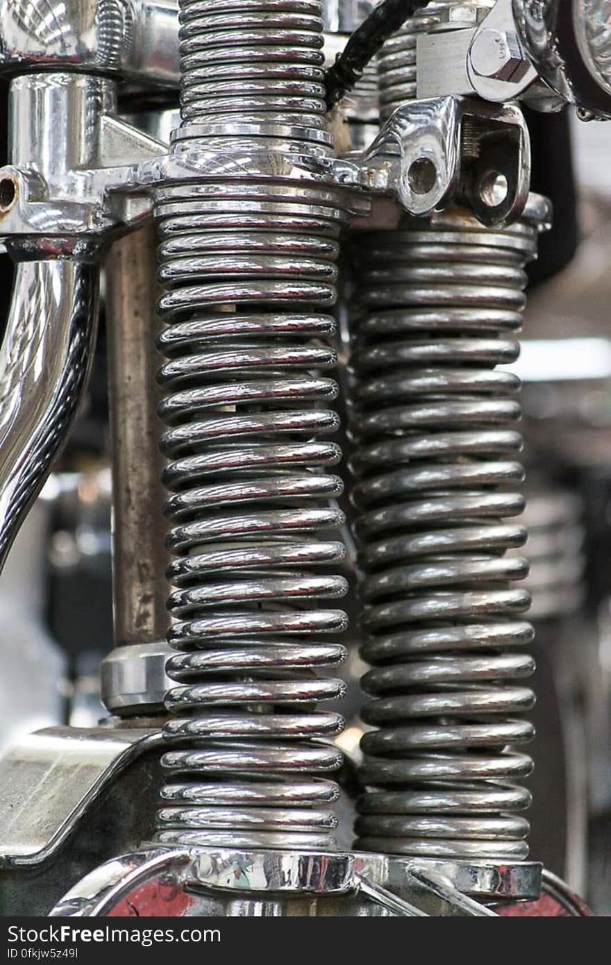 Fork steel coil springs on a custom-built bike. Fork steel coil springs on a custom-built bike.