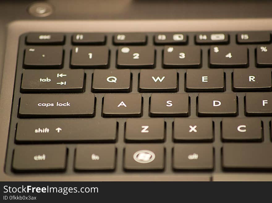 Image of a laptop keyboard layout. Usually it has a shorter travel distance for the keystroke and less keys than its desktop counterpart.