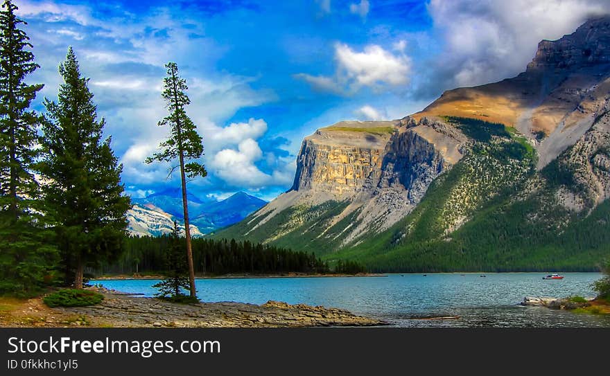 A lake Minnewanka scene from Banff National park in Canada. A lake Minnewanka scene from Banff National park in Canada.