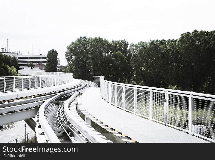 Railway in a city in wintertime. Railway in a city in wintertime.