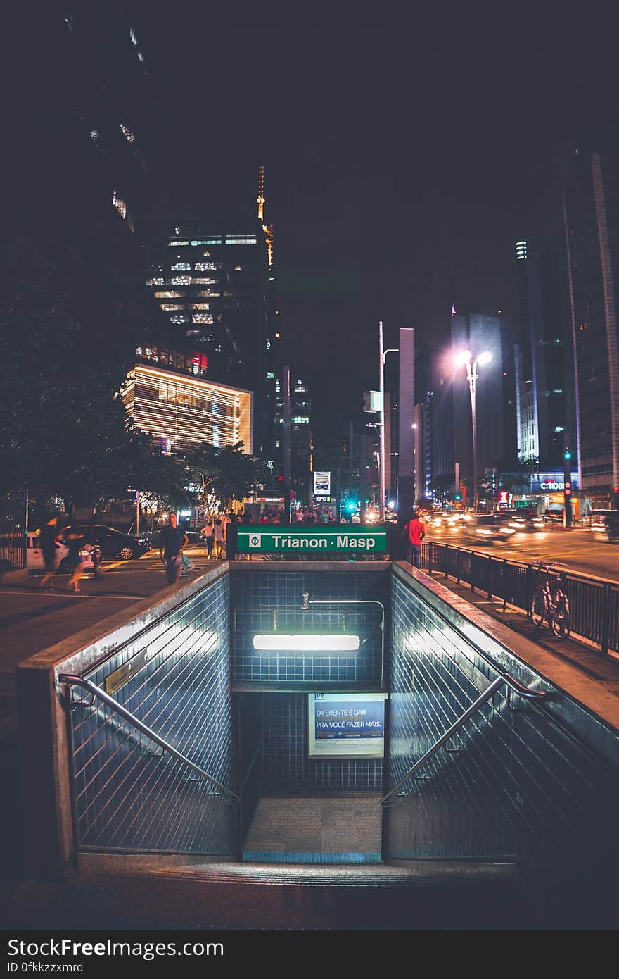 The Trianon-Masp subway station in Sao Paulo, Brazil, at night. The Trianon-Masp subway station in Sao Paulo, Brazil, at night.